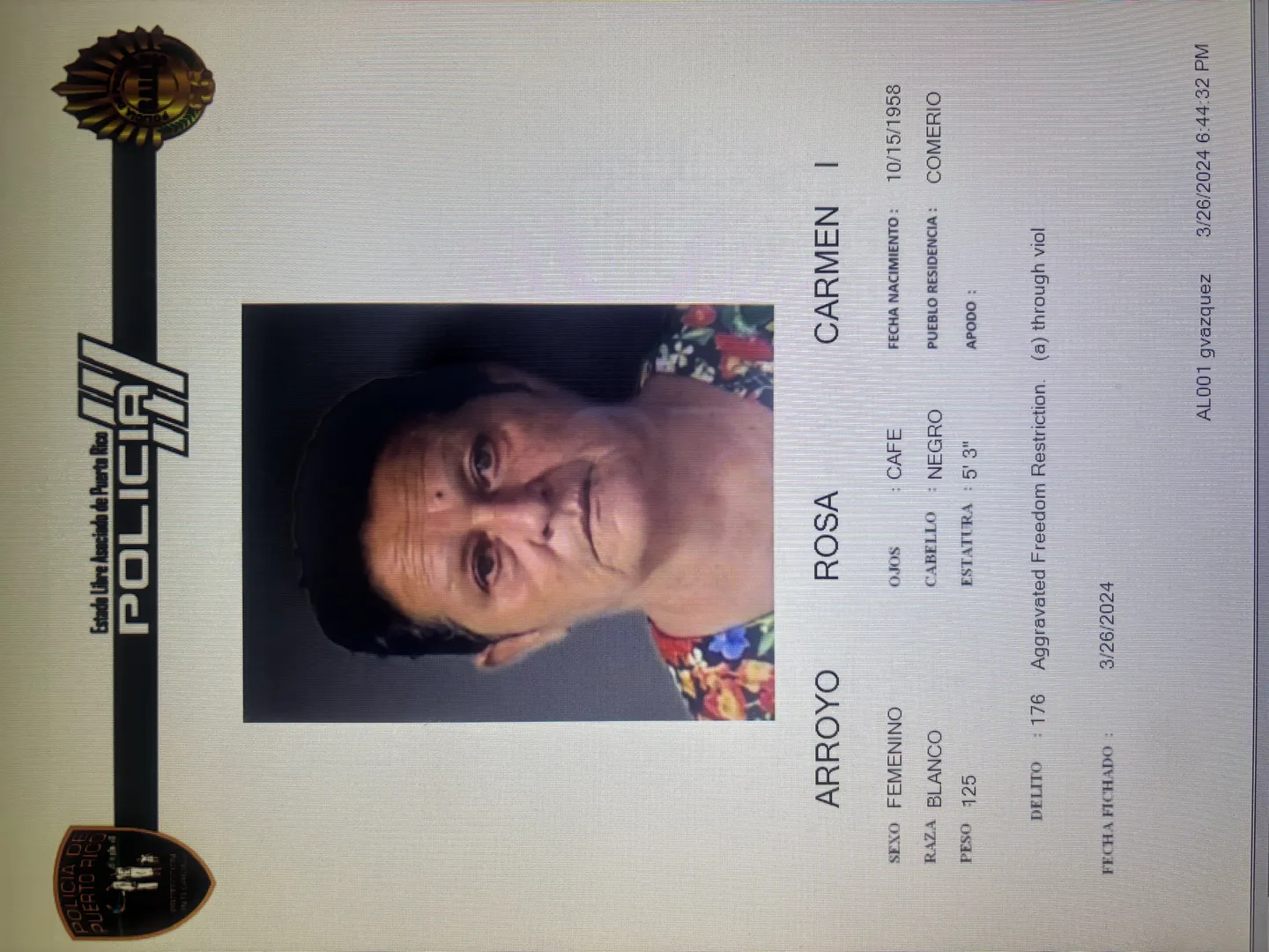 Radicación de cargos por robo agravado, apropiación ilegal, escalamiento restricción de la libertad y maltrato a personas de edad avanzada