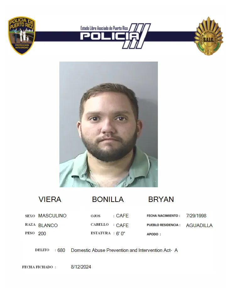 Arrestan en Aguadilla a Hombre con Orden de Arresto por Violencia de Género y Amenazas con Arma de Fuego