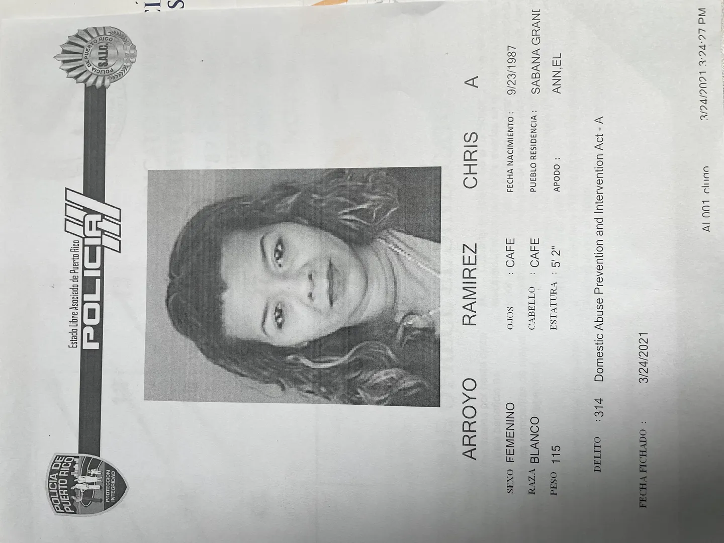 Radican cargos por violencia doméstica contra mujer de Sabana Grande