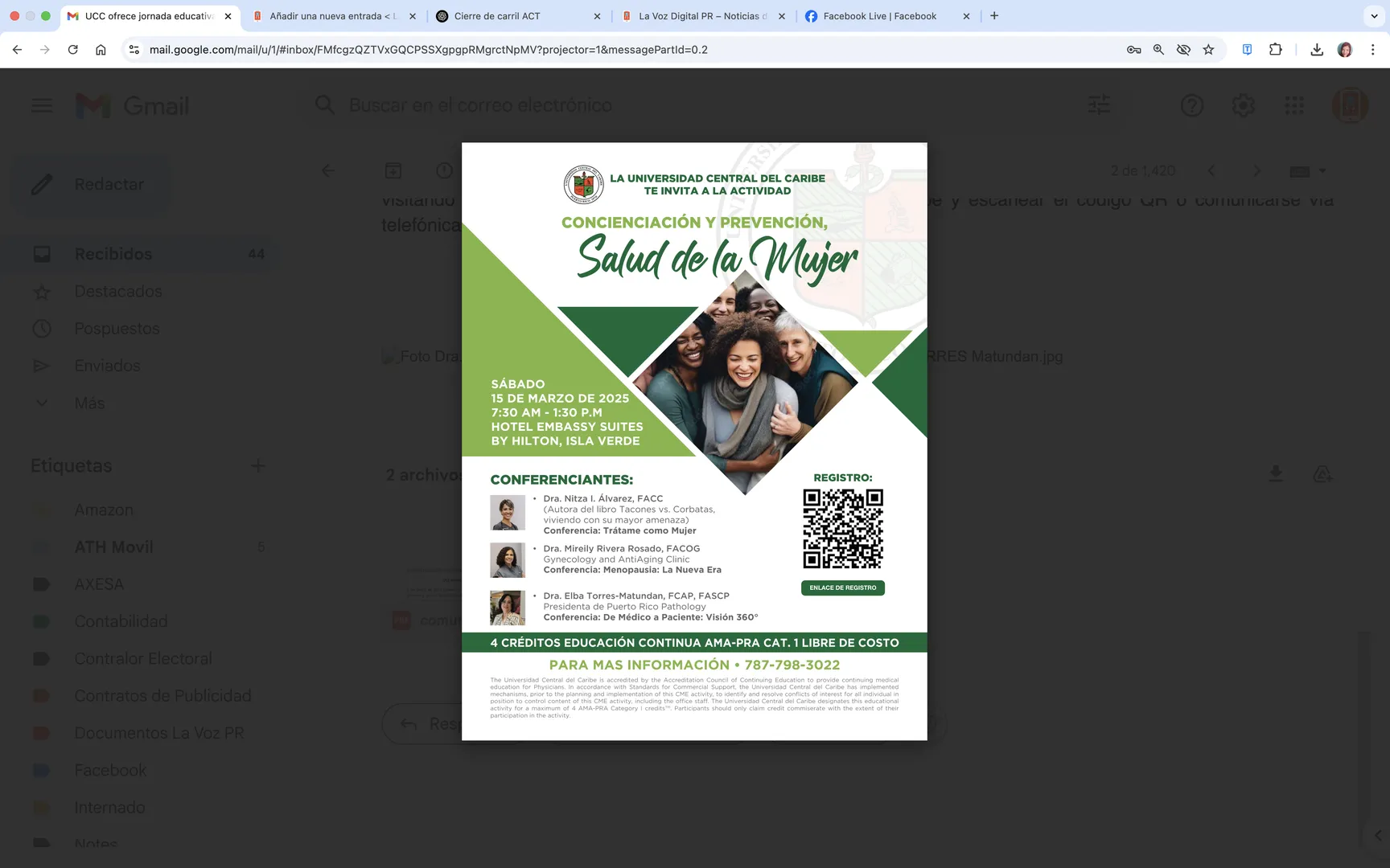 UCC ofrece jornada educativa sobre salud femenina