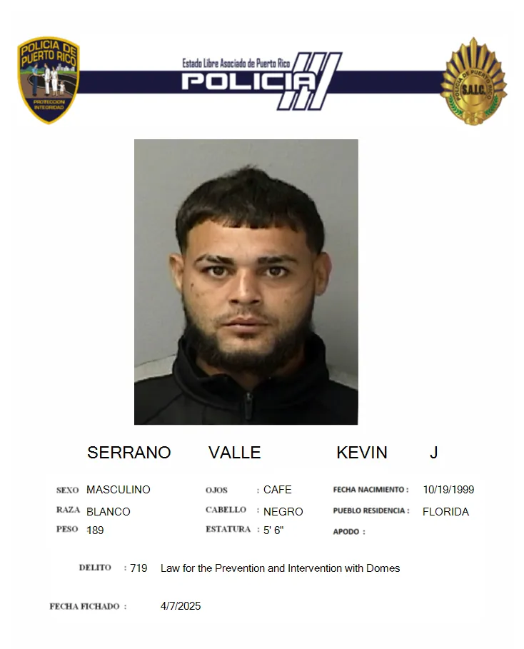Kevin J. Serrano Valle es arrestado en Florida por violación a la Ley 54