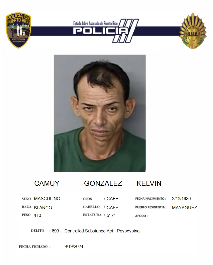 Arresto de Kelvin Camuy González por Venta de Sustancias Controladas en el Residencial Franklin D. Roosevelt