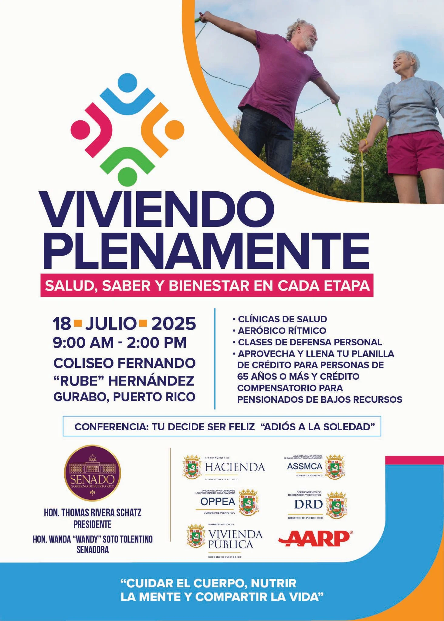 Senado invita a los adultos mayores a “Viviendo Plenamente en Salud, Saber y Bienestar”
