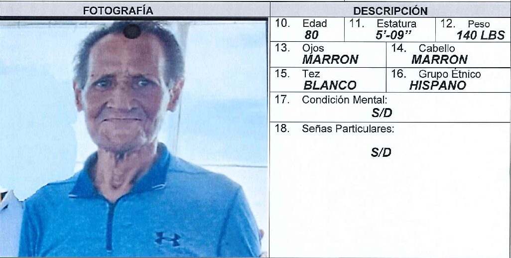 Reportan octogenario desaparecido