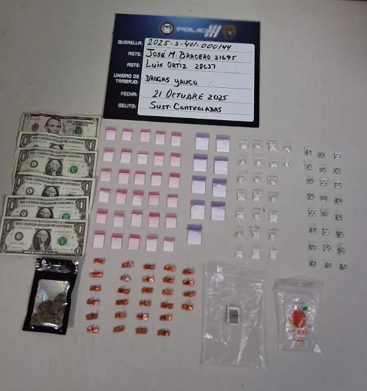 Agentes de Drogas arrestan a dos personas y ocupan sustancias controladas en residencial de Yauco