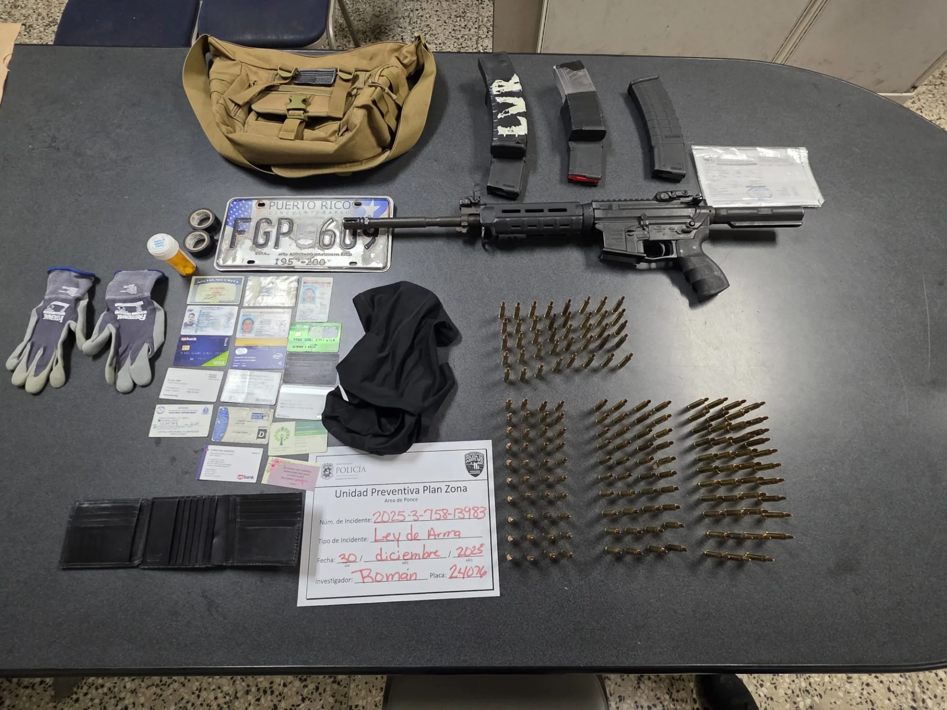 Ocupación de rifle, cargadores y más de 160 municiones tras llamada por disparos en Ponce