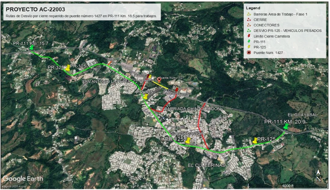 Cerrarán por tres días el puente de la PR-111 en San Sebastián por trabajos de preservación