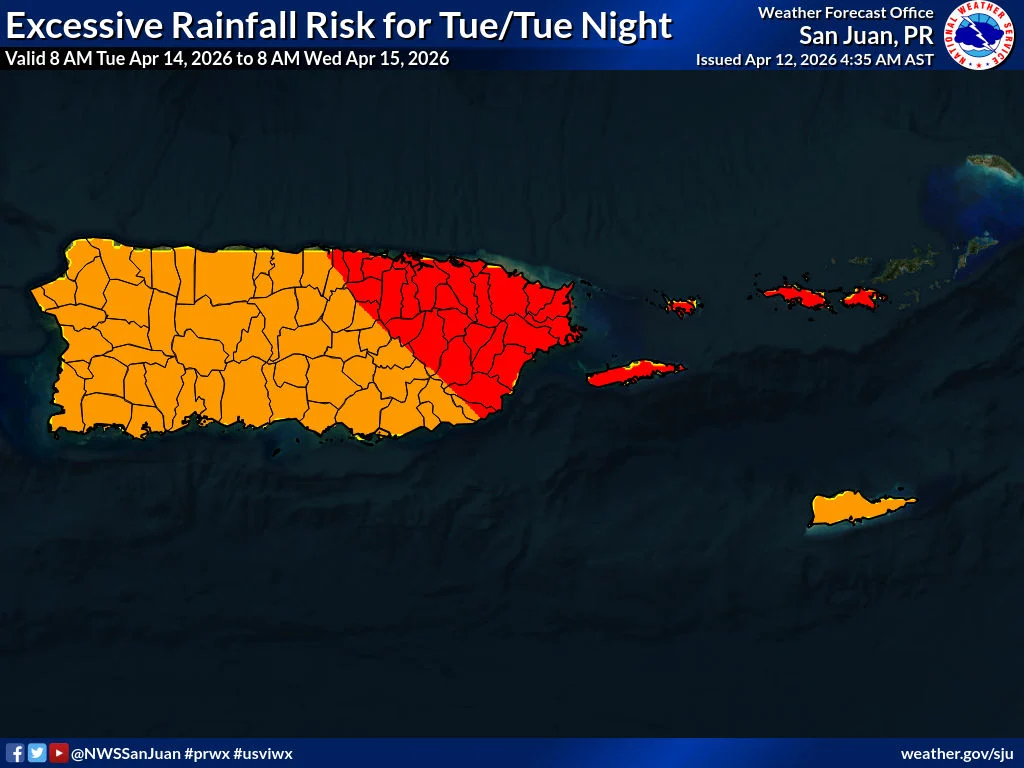 Emiten vigilancia de inundaciones para Puerto Rico ante aumento de lluvias