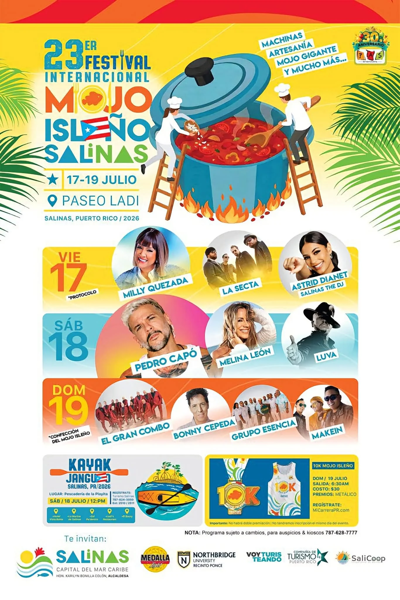 Pedro Capó, Milly Quesada, El Gran Combo y más en el Festival Internacional del Mojo Isleño de Salinas
