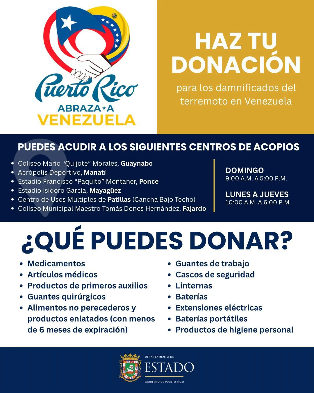 Gobierno abrirá mañana domingo los centros de acopio para asistir a los damnificados de Venezuela