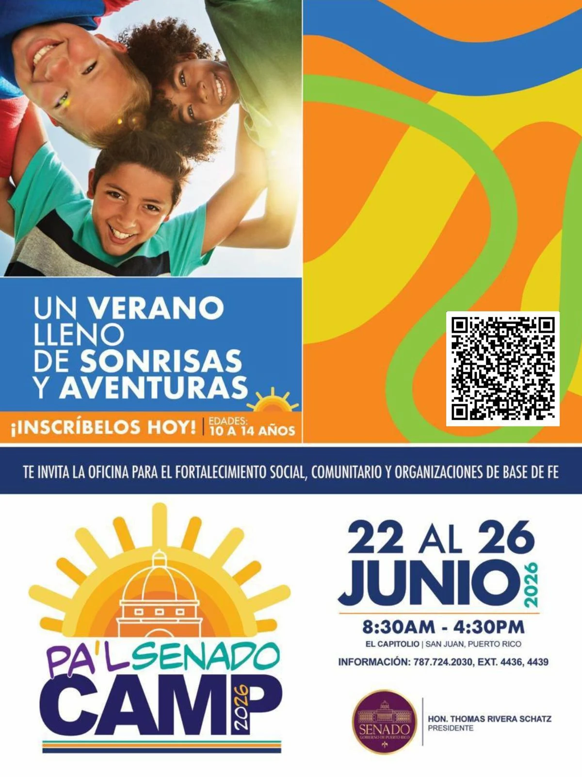 Senado anuncia apertura de inscripciones para “Pa’l Senado Camp 2026” dirigido a niños de 10 a 14 años