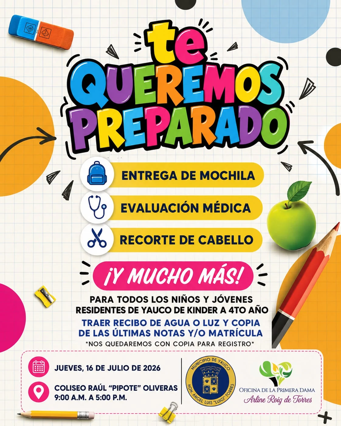 Te Queremos Preparado para el regreso a clases en el Municipio de Yauco