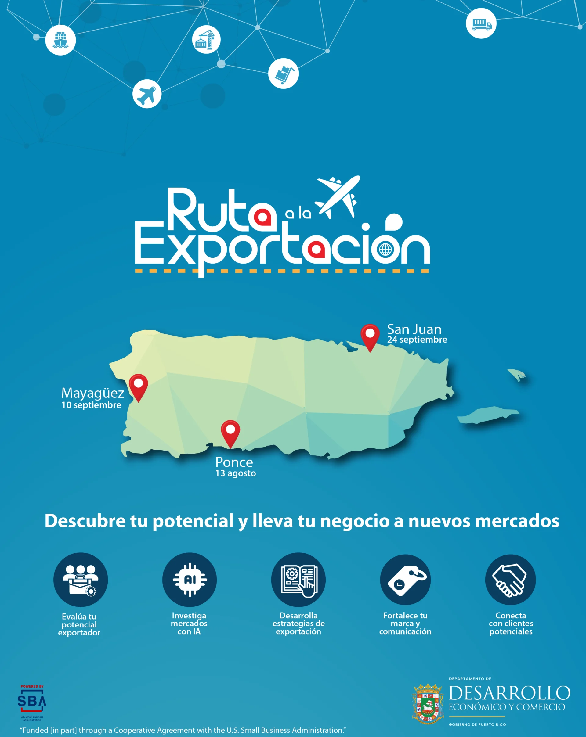 El Departamento de Desarrollo Económico invita a empresarios a la “Ruta a la Exportación” en Ponce, Mayagüez y San Juan