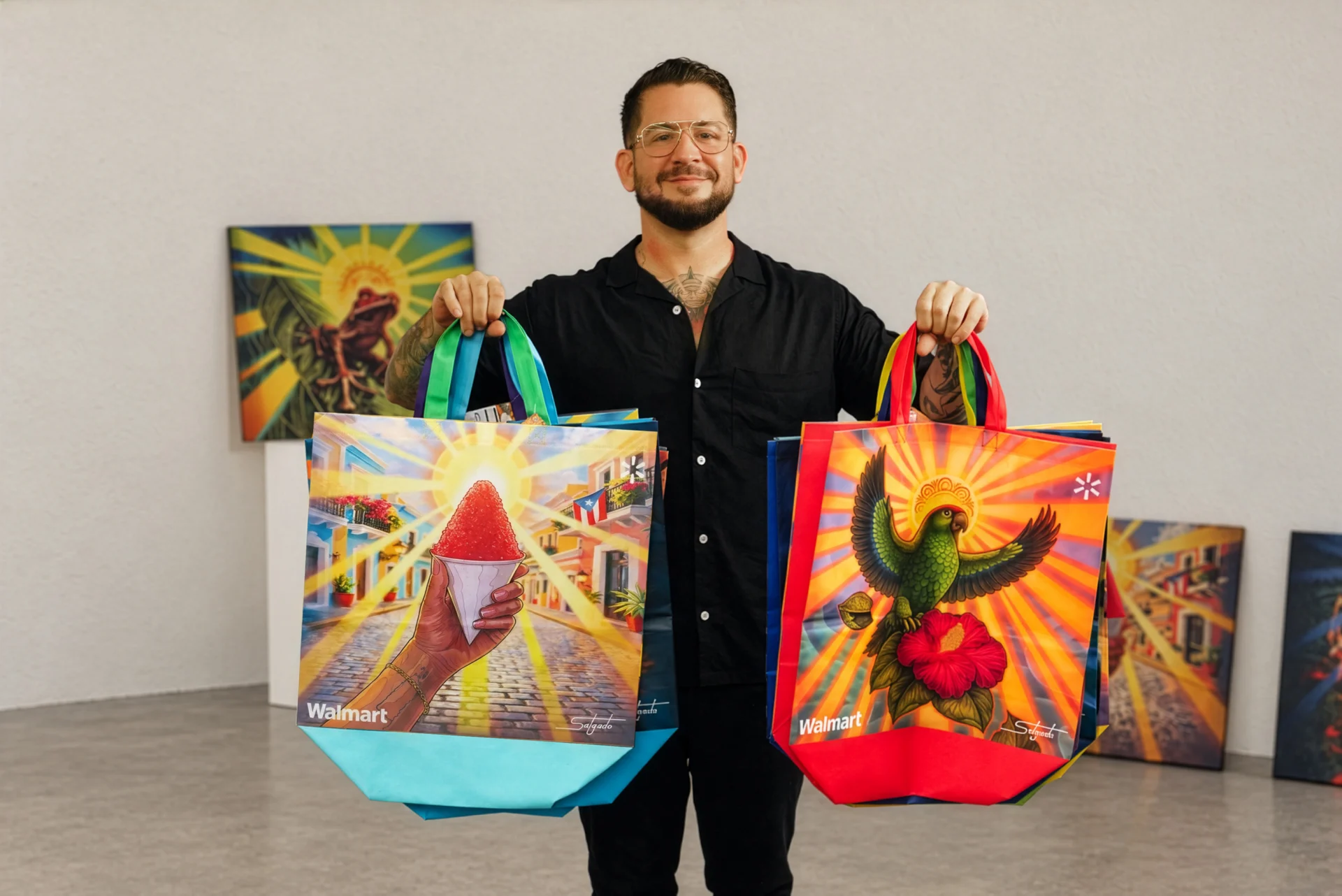 Juan Salgado lleva el arte puertorriqueño a nueva colección de bolsas reusables