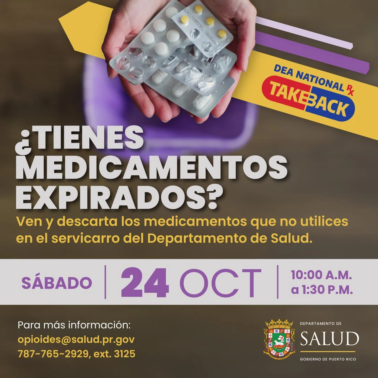 Salud se suma a recogido de medicamentos de la DEA para reducir acceso a opioides